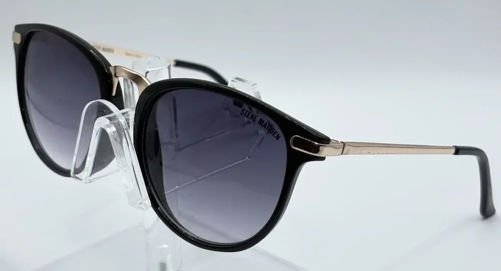 Steve Madden Round Sunglasses Black Gold Gradient Women